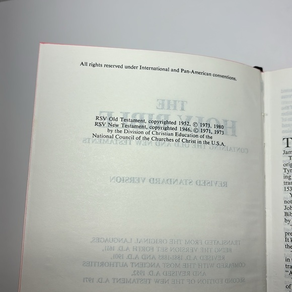 Holy Bible Revised Standard Version 1980 Inscription Inside Revised King James - Picture 5 of 15